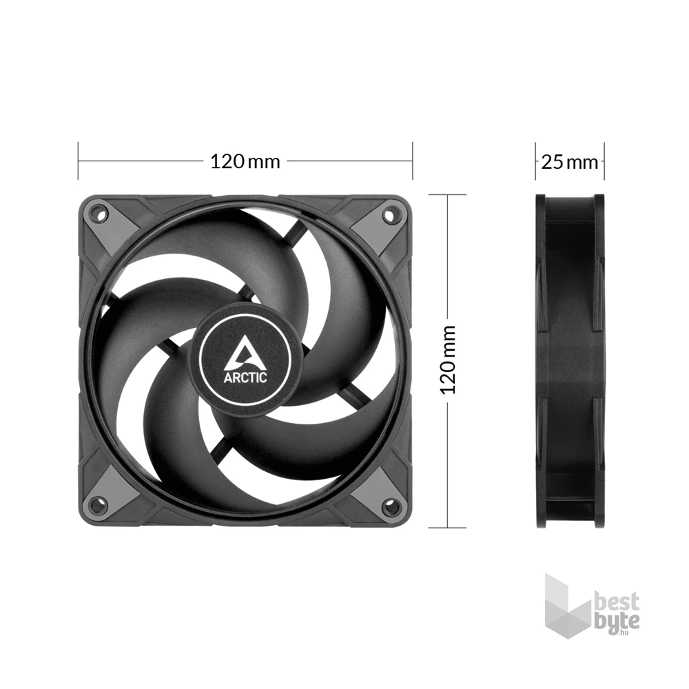 Arctic P12 Max 120mm fekete ventilátor