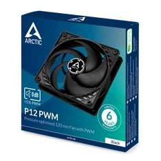Arctic P12 PWM 120mm fekete ventilátor