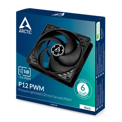 Arctic P12 PWM 120mm fekete ventilátor