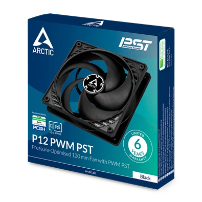 Arctic P12 PWM PST 120mm fekete ventilátor