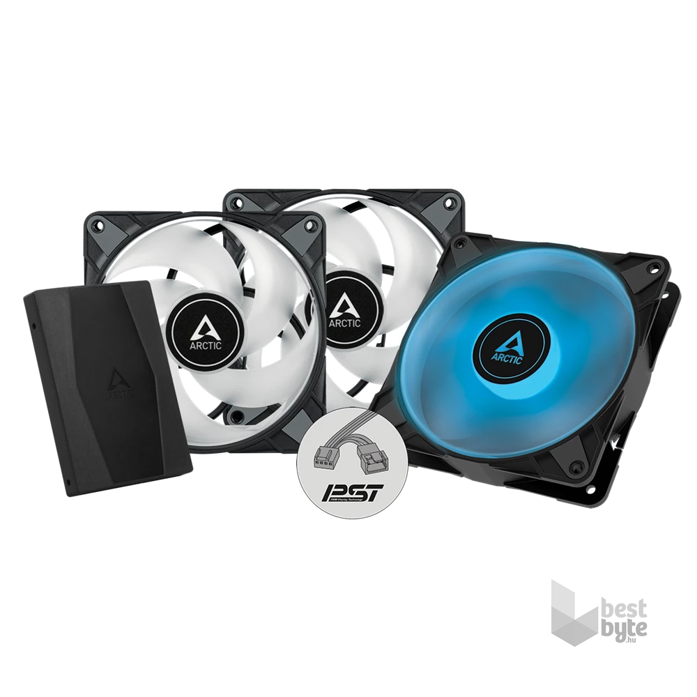 Arctic P12 PWM PST RGB 120mm 3db fekete ventilátor + controller