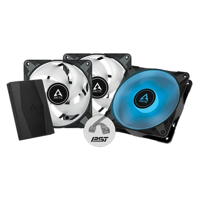 Arctic P12 PWM PST RGB 120mm 3db fekete ventilátor + controller