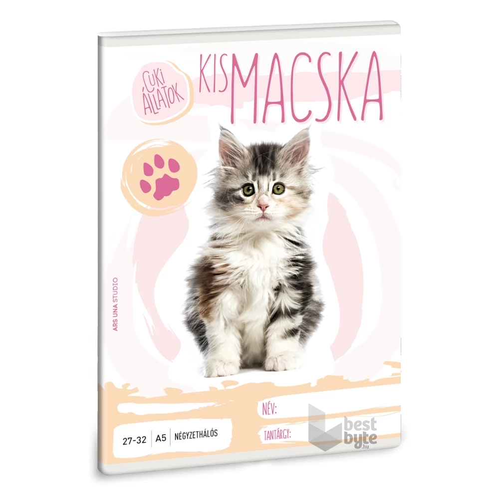 Ars Una cuki macska A5 27-32 kockás füzet