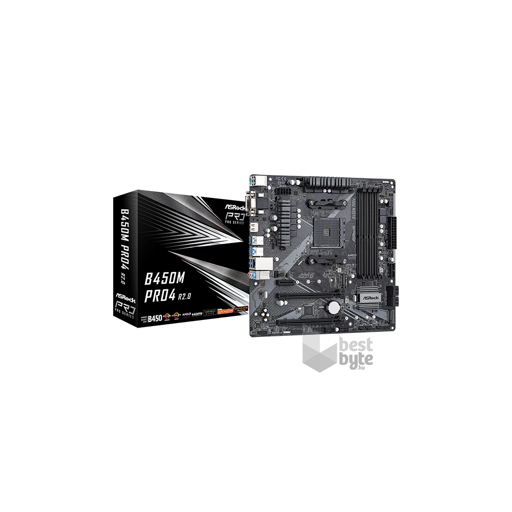 Asrock B450M PRO4 R2.0 desktop alaplap microATX