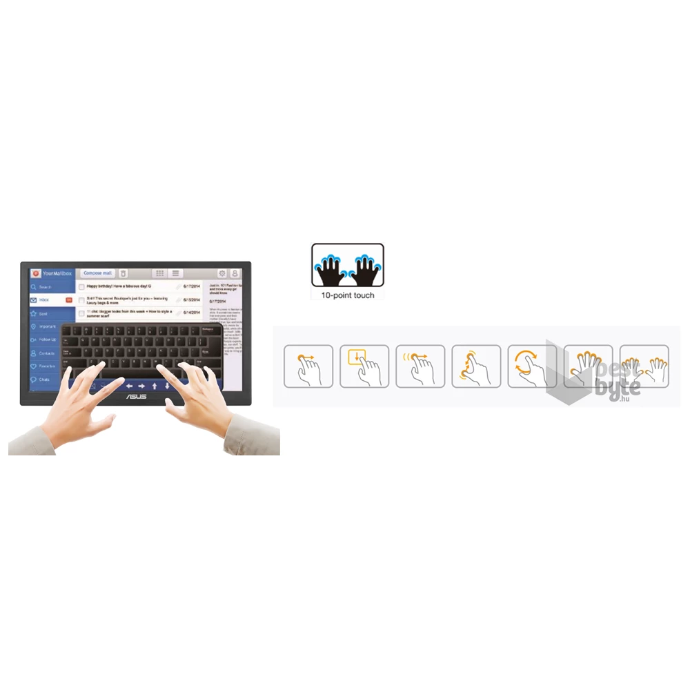 Asus 15,6" VT168HR WXGA LED HDMI/VGA érintőképernyős monitor