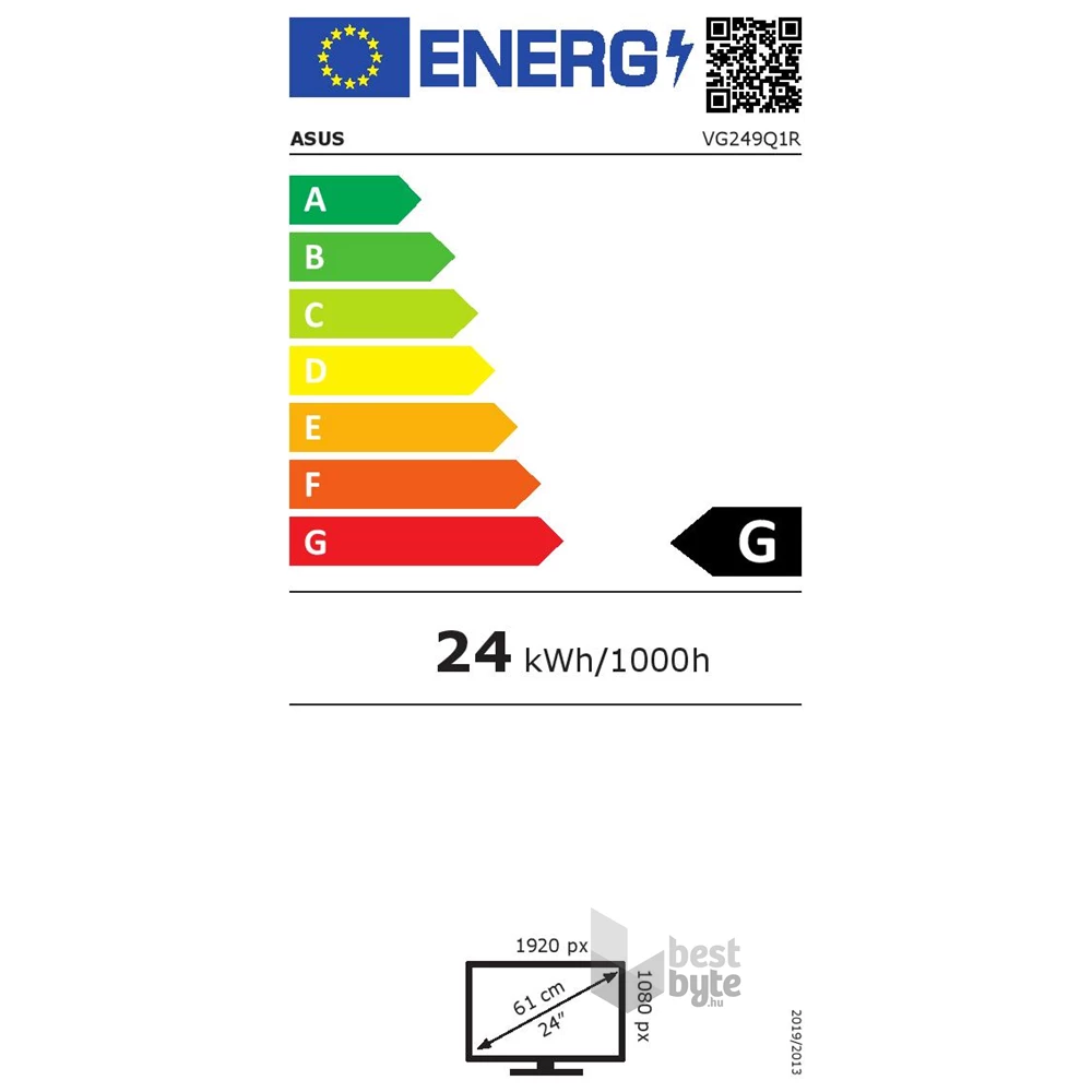 Asus 24" TUF Gaming VG249Q1R FHD IPS 165Hz DP/HDMI fekete gamer monitor