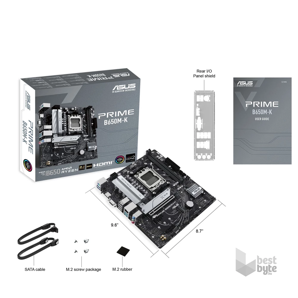 Asus Alaplap - AMD PRIME B650M-K AM5 (B650, ATX, 2xDDR5 7800+MHz, 4xSATA3, 2x M.2, HDMI+VGA) (Újracsomagolt)