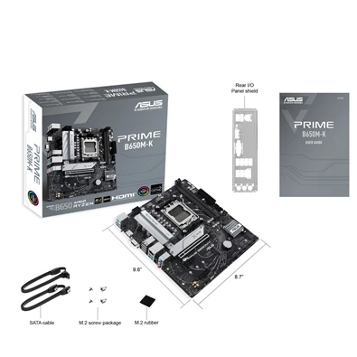Asus Alaplap - AMD PRIME B650M-K AM5 (B650, ATX, 2xDDR5 7800+MHz, 4xSATA3, 2x M.2, HDMI+VGA) (Újracsomagolt)