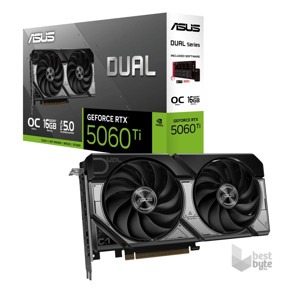 Asus Dual GeForce RTX 5060 Ti OC Edition 16GB GDDR7 128bit PCIe videókártya