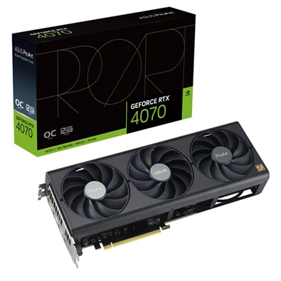 Asus Videokártya - nVidia PROART-RTX4070-O12G (12288MB, GDDR6X, 2760/21000 Mhz, 192bit, 1xHDMI, 3xDP)