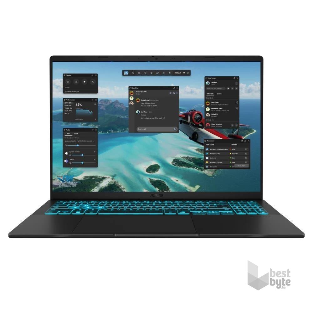 Asus Vivobook V16 V3607VM-RP023 laptop (16"WUXGA/Intel Core 7 240H/RTX 5060 8GB/32GB RAM/1TB) - fekete