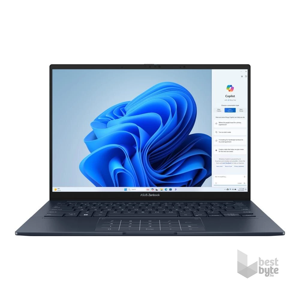 Asus ZenBook 14 UX3405CA-PP156W laptop (14"WQ+/Intel Core Ultra 9 285H/Int.VGA/16GB RAM/1TB/Win11) - kék