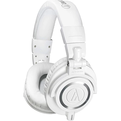 Audio-Technica ATH-M50XWH professzionális stúdió minőségű fehér monitor fejhallgató