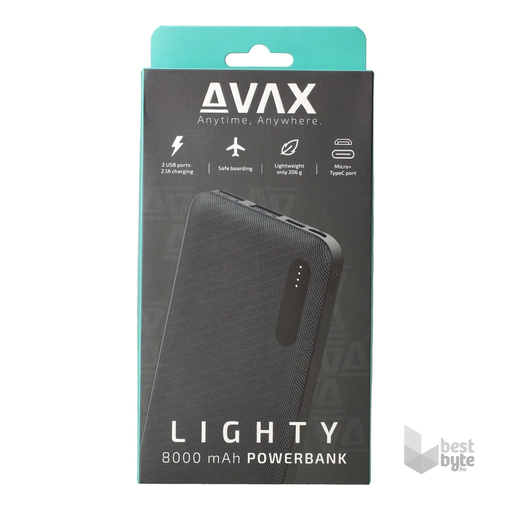 Avax PB103B LIGHTY 8000mAh fekete power bank