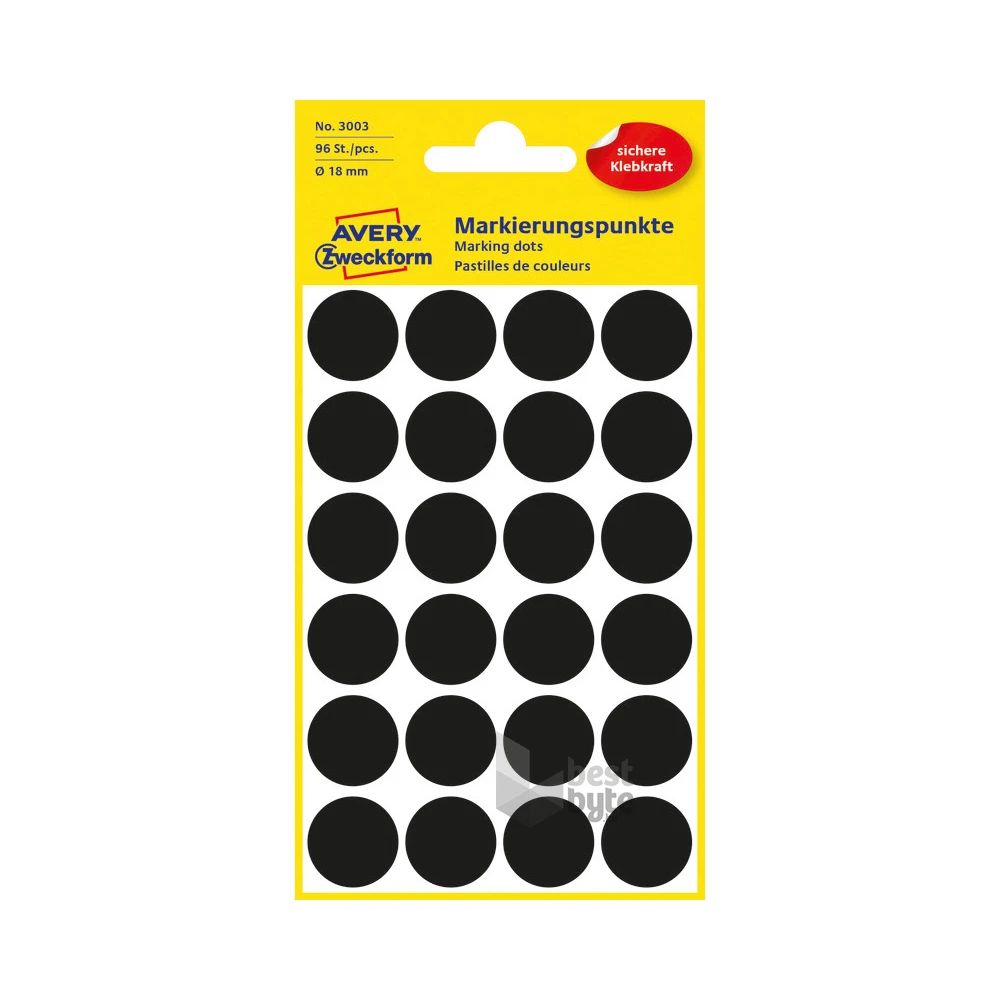 Avery 3003 18mm 96db-os fekete jelölőpont