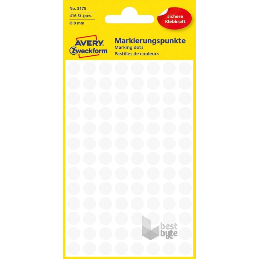 Avery 3175 8mm 416db-os fehér jelölőpont