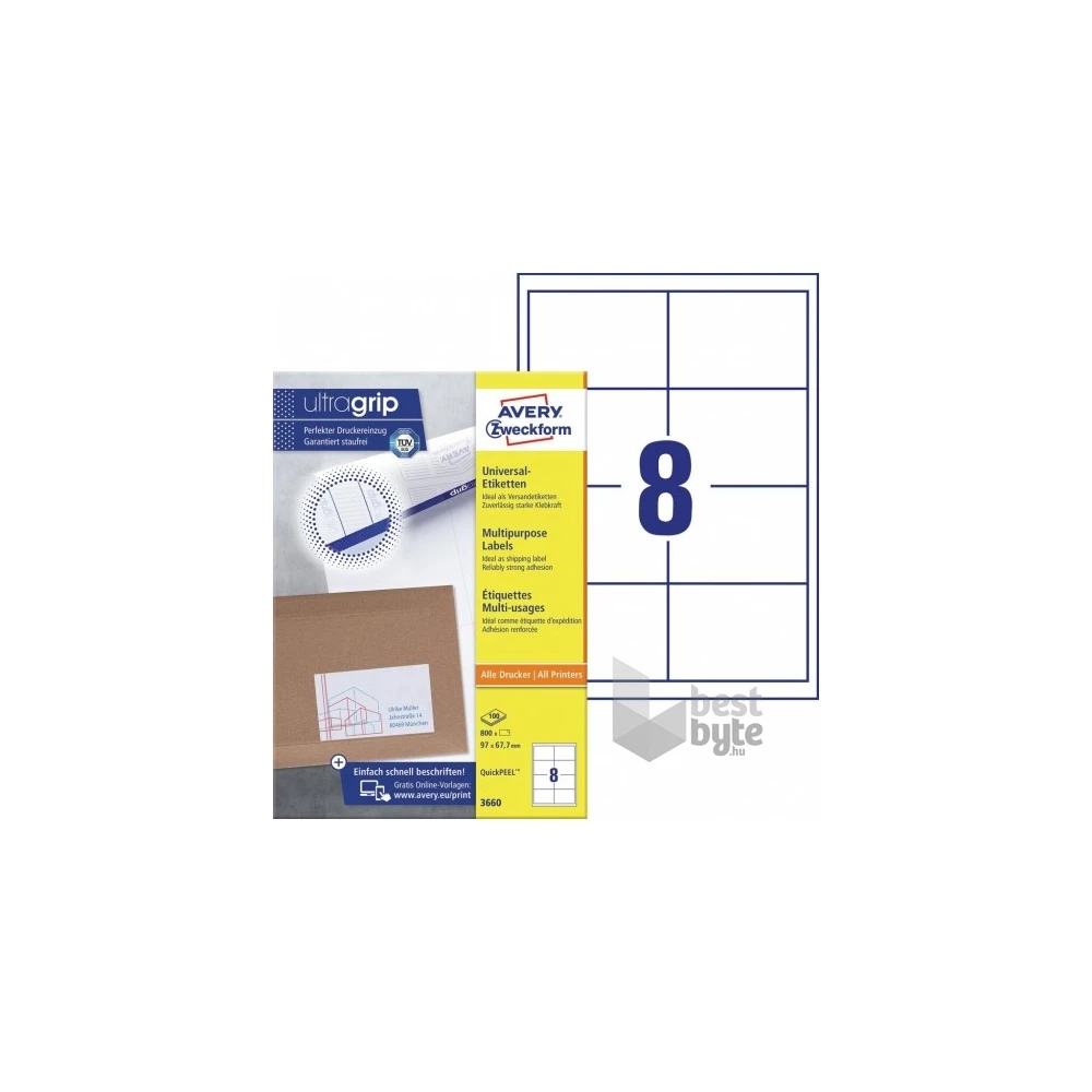 Avery 3660 QP 97×67,7mm univerzális 800db-os etikett