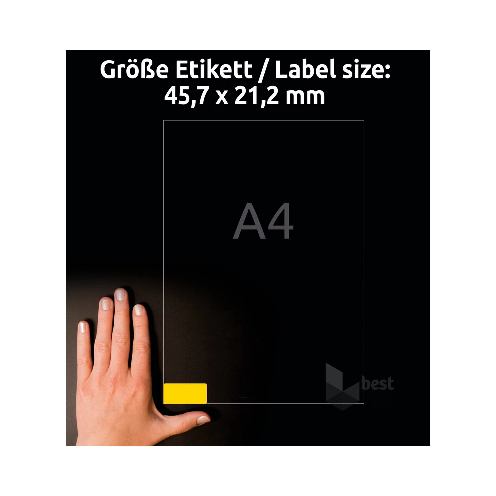 Avery L6041-20 45,7x21,2mm visszaszedhető 960db-os sárga etikett