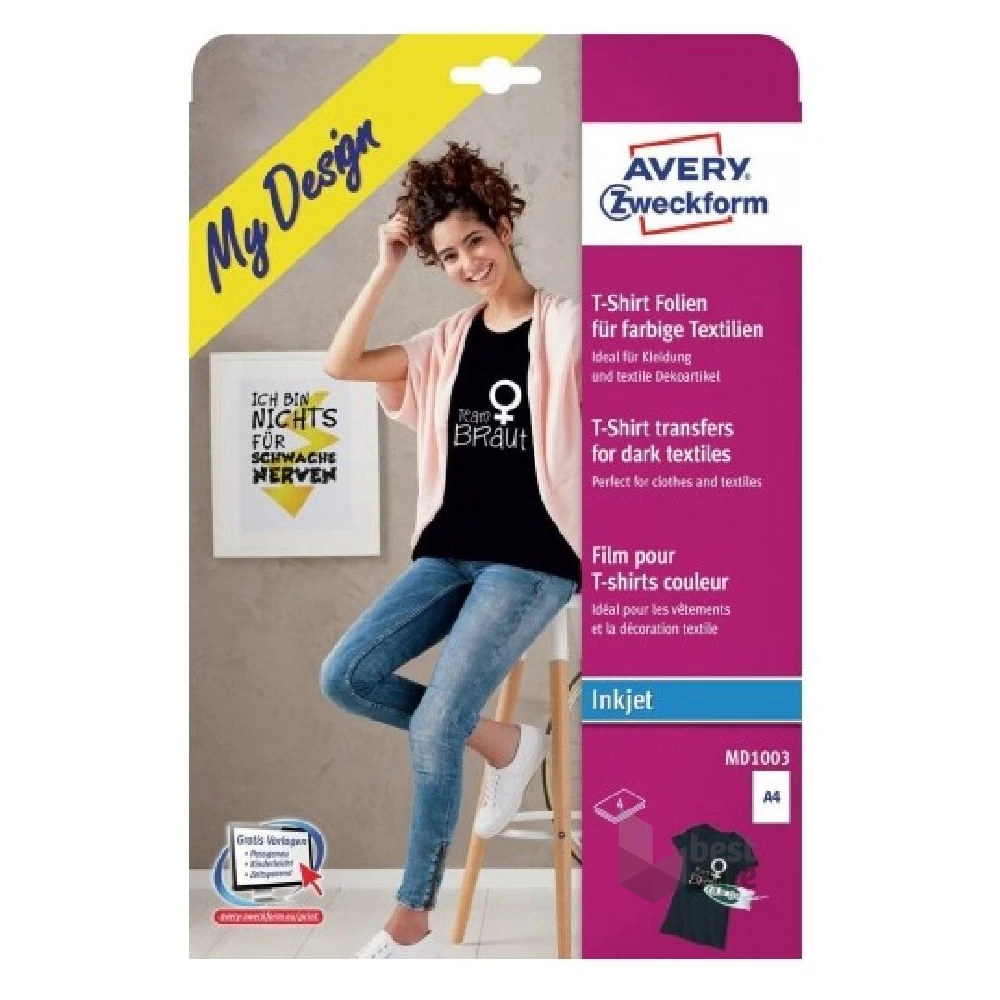 Avery MD1003 A4 textilre vasalható fólia 4db fólia