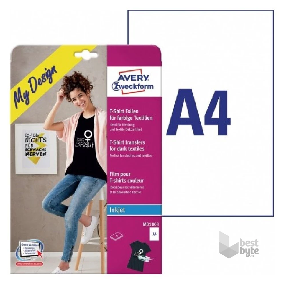 Avery MD1003 A4 textilre vasalható fólia 4db fólia