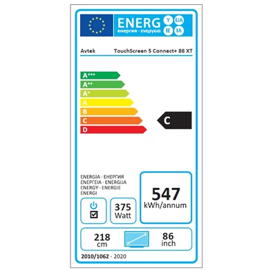 Avtek Touchscreen 5 Connect 86 + interaktív képernyő, WordWall szoftverrel, fali konzollal (1TV155)