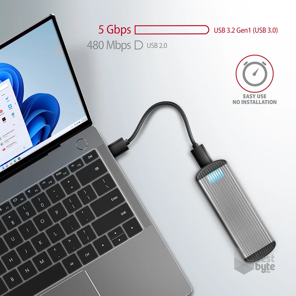 Axagon EEM2-SA USB microB 3.2 Gen1 - M.2 SATA SSD ház