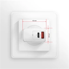Axagon ACU-PQ22W QC3.0 + USB-C fehér fali töltő
