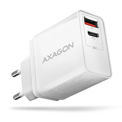 Axagon ACU-PQ22W QC3.0 + USB-C fehér fali töltő