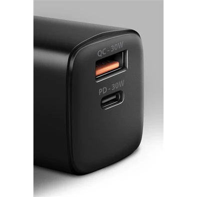 Axagon ACU-PQ30 USB-C + QC3.0 30W fekete fali töltő