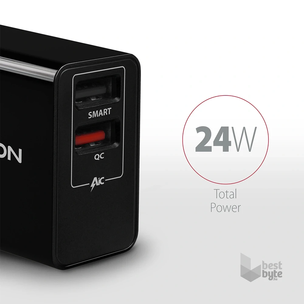 Axagon ACU-QS24 QC3.0 + 5V-1.2A fekete fali töltő
