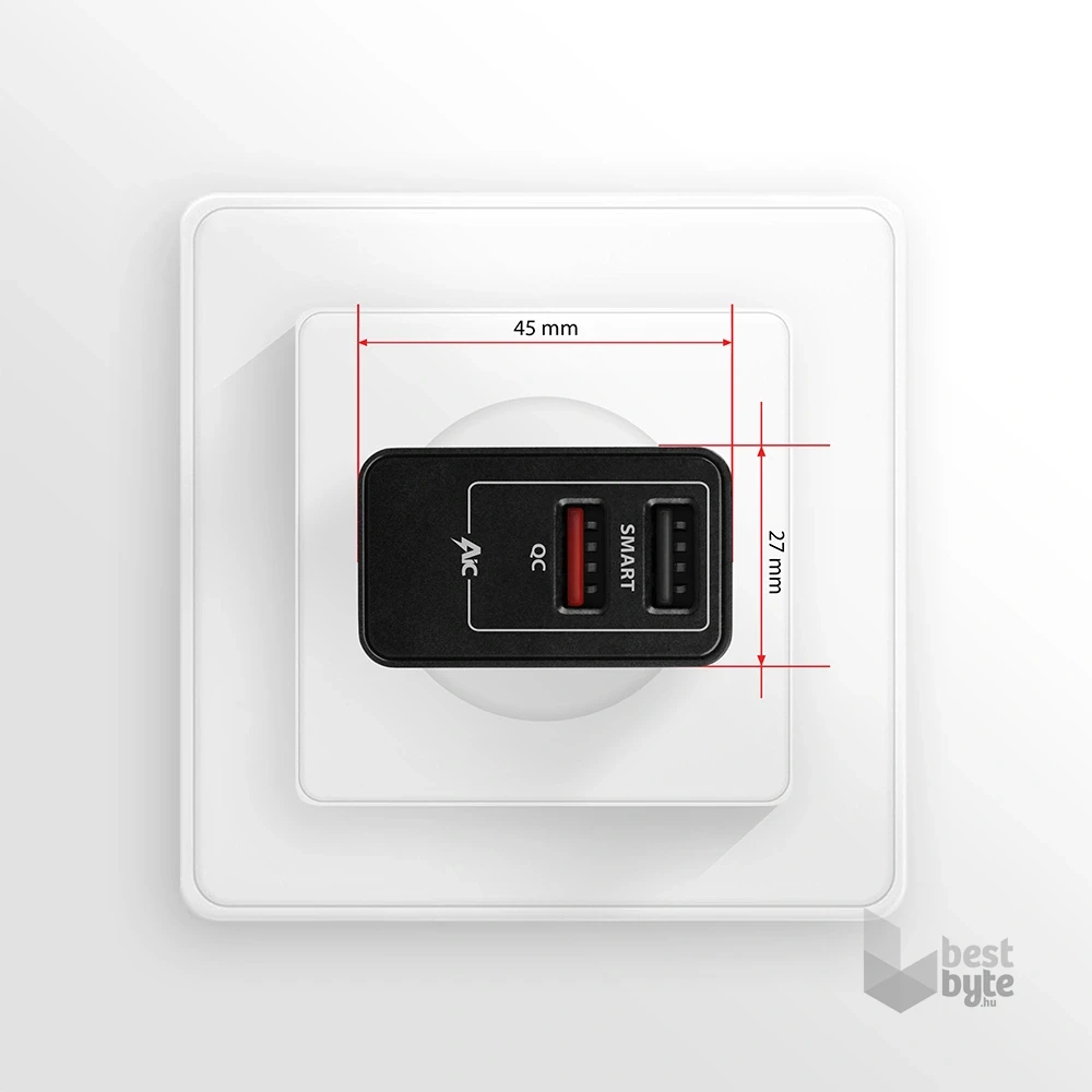 Axagon ACU-QS24 QC3.0 + 5V-1.2A fekete fali töltő