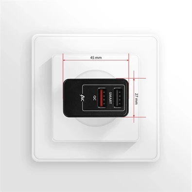 Axagon ACU-QS24 QC3.0 + 5V-1.2A fekete fali töltő