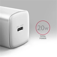 Axagon ACU-PD20W 20W PD 3.0 QC Type-C fehér hálózati töltő