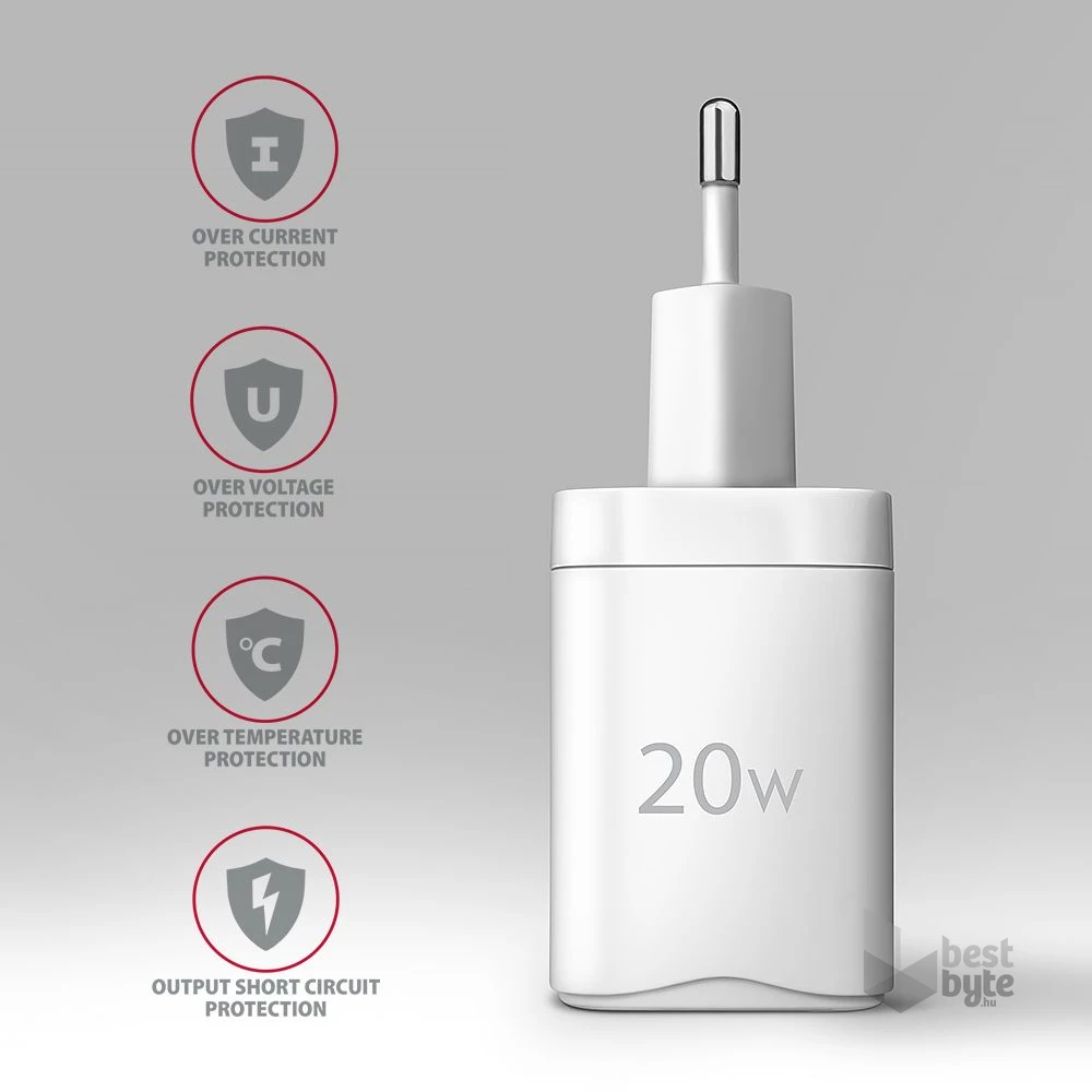 Axagon ACU-PD20W 20W PD 3.0 QC Type-C fehér hálózati töltő