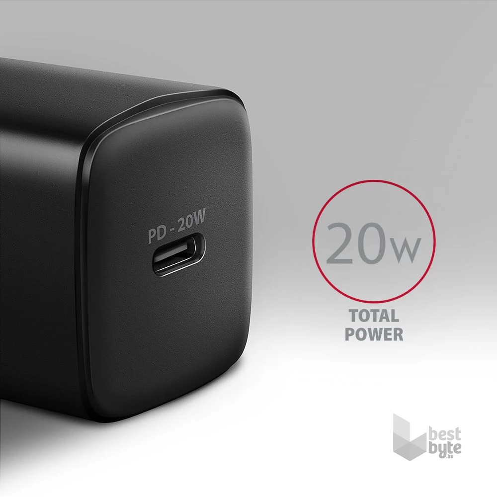 Axagon ACU-PD20 20W PD 3.0 QC Type-C fekete hálózati töltő