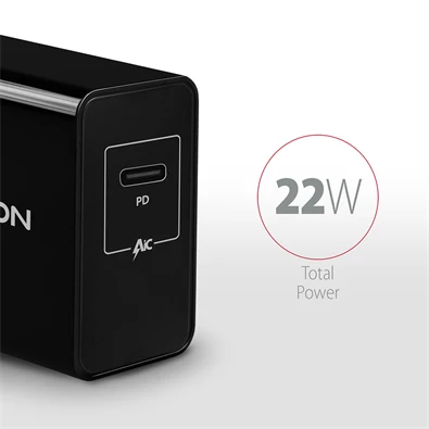 Axagon ACU-PD22 USB-C PD fekete fali töltő