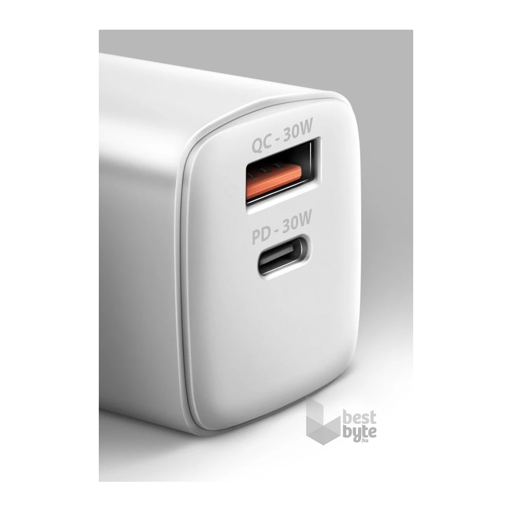 Axagon ACU-PQ30W USB-C + QC3.0 30W fehér fali töltő