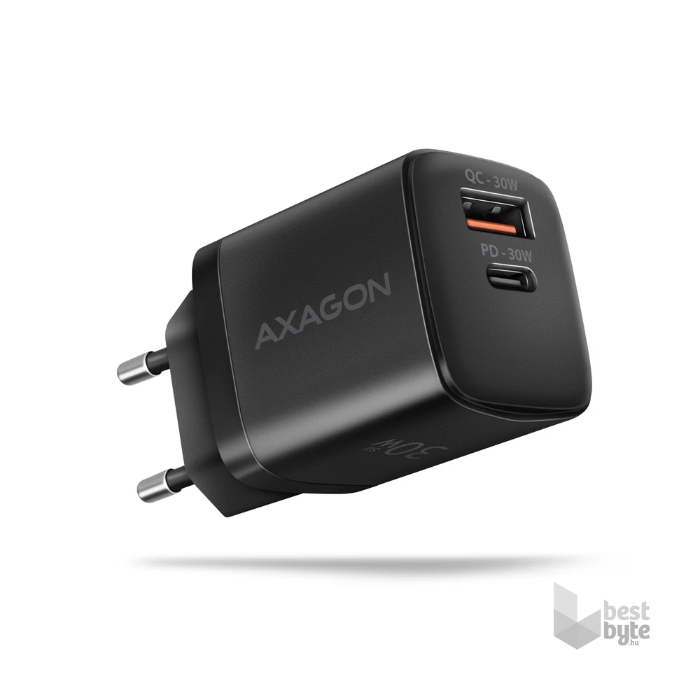 Axagon ACU-PQ30 USB-C + QC3.0 30W fekete fali töltő