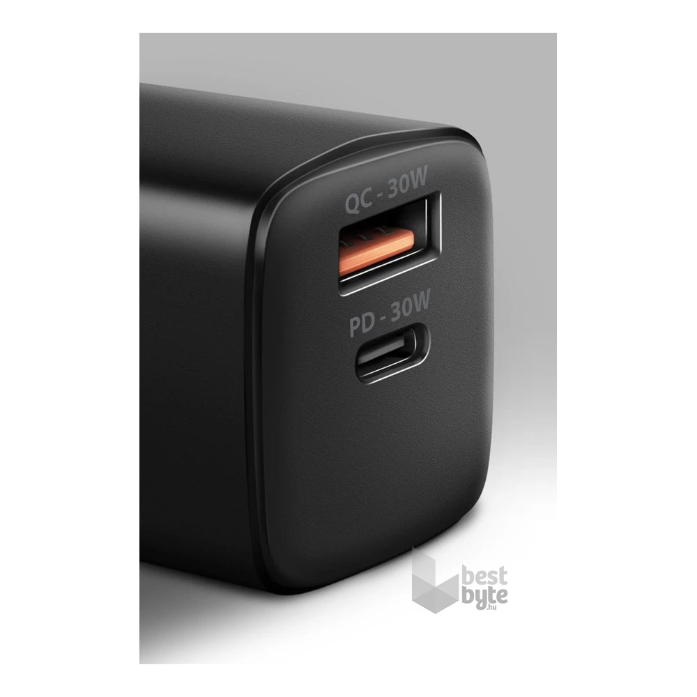 Axagon ACU-PQ30 USB-C + QC3.0 30W fekete fali töltő