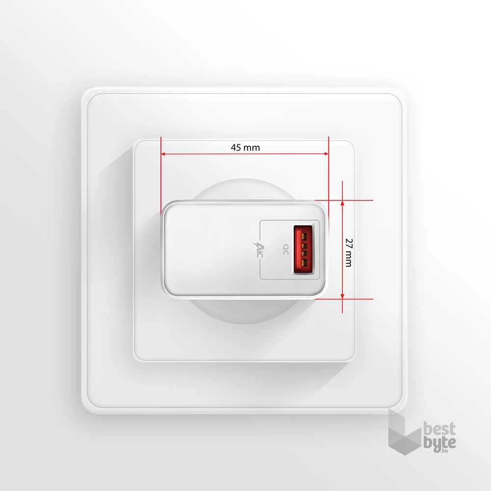 Axagon ACU-QC19W 1xUSB QC 3.0 19W fehér hálózati gyorstöltő adapter