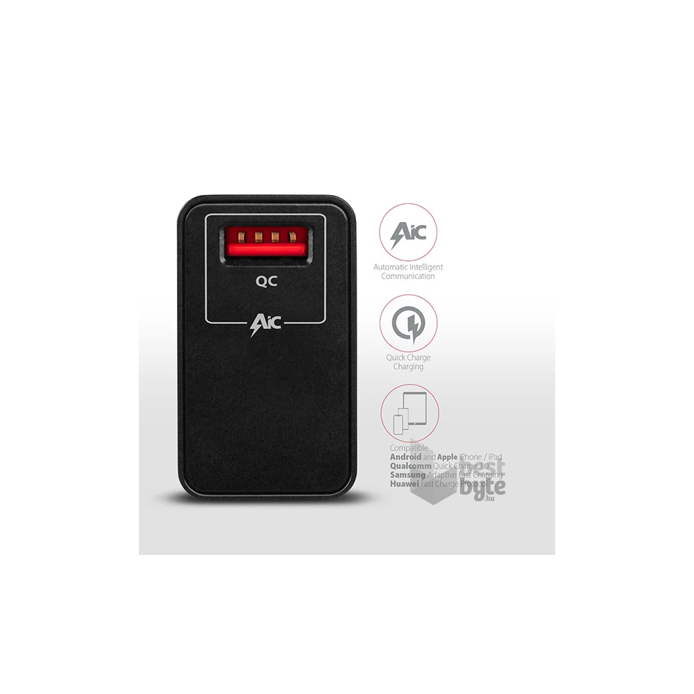 Axagon ACU-QC19 QC3.0 fekete fali töltő