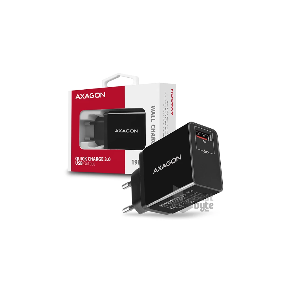 Axagon ACU-QC19 QC3.0 fekete fali töltő