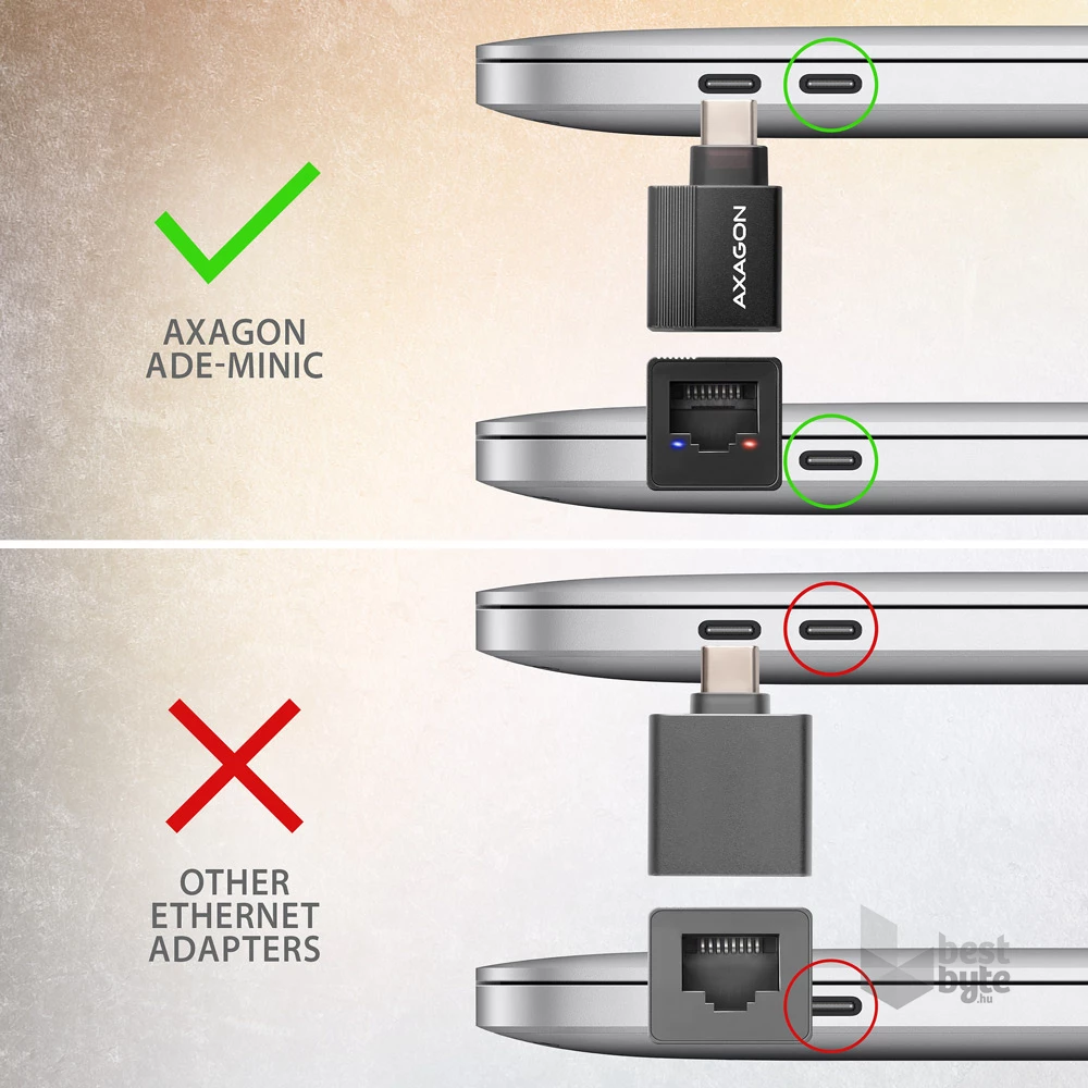 Axagon ADE-MINIC Type-C USB 3.2 - Gigabit Ethernet adapter