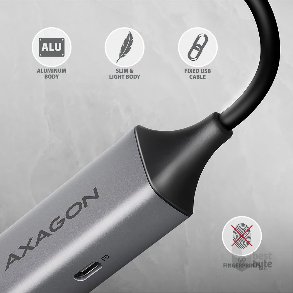 Axagon ADE-TXPD Kompakt alumínium USB-C 3.2 Gen1 Gigabit Ethernet 10/100/1000Mbit adapter
