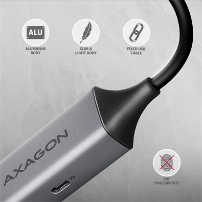 Axagon ADE-TXPD Kompakt alumínium USB-C 3.2 Gen1 Gigabit Ethernet 10/100/1000Mbit adapter