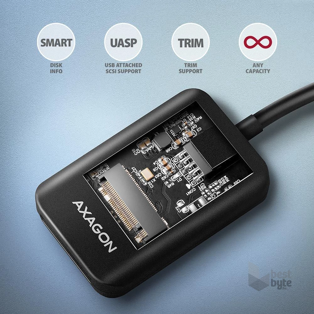 Axagon ADM2-AM USB-A 3.2 Gen2 - 1x NVMe/SATA SSD adapter