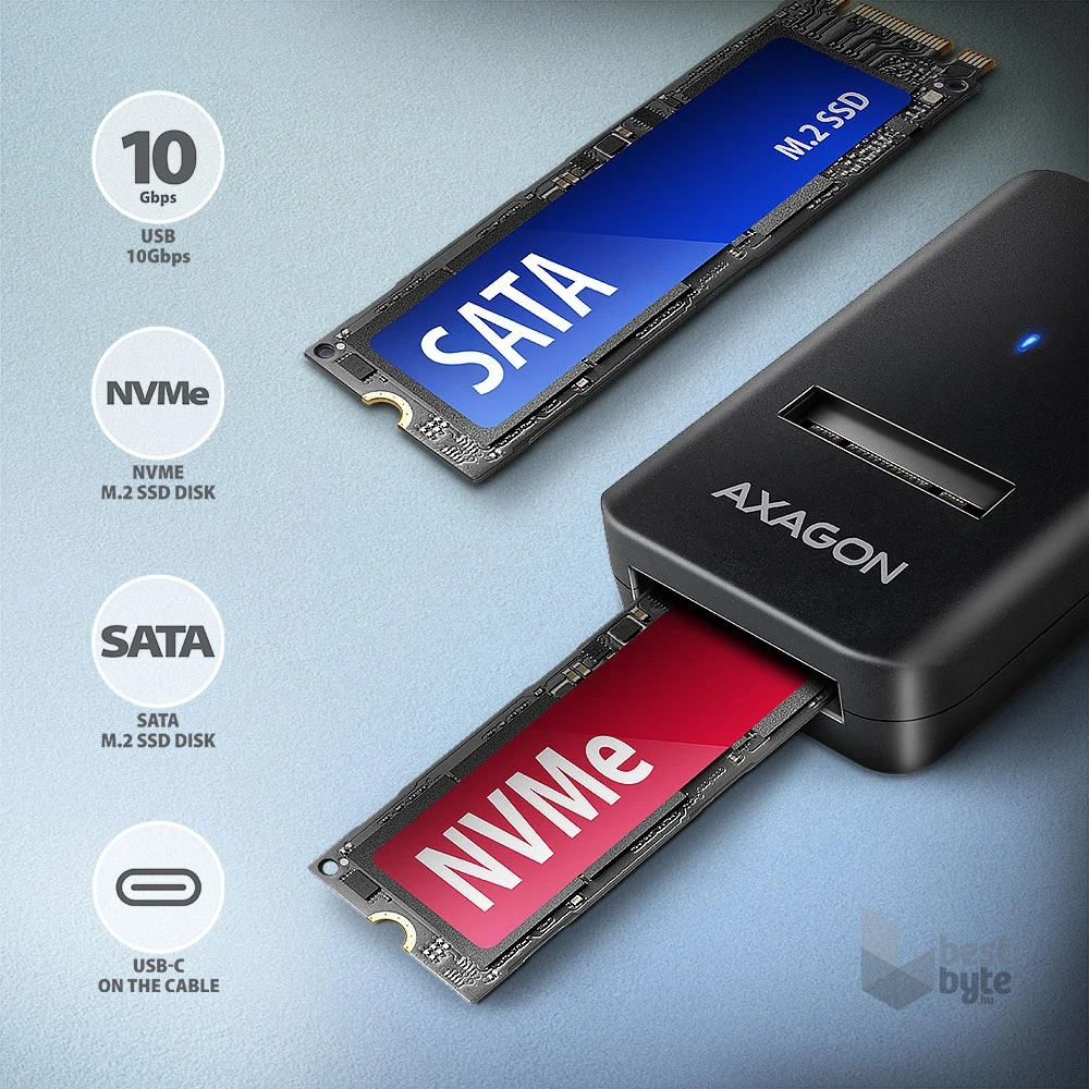 Axagon ADM2-CM USB-C 3.2 Gen2 - 1x NVMe/SATA SDD adapter