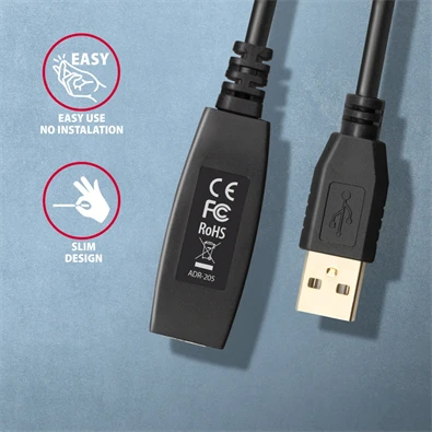 Axagon ADR-205 aktív USB hosszabbító kábel 5m