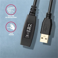 Axagon ADR-210 aktív USB hosszabbító kábel 10m