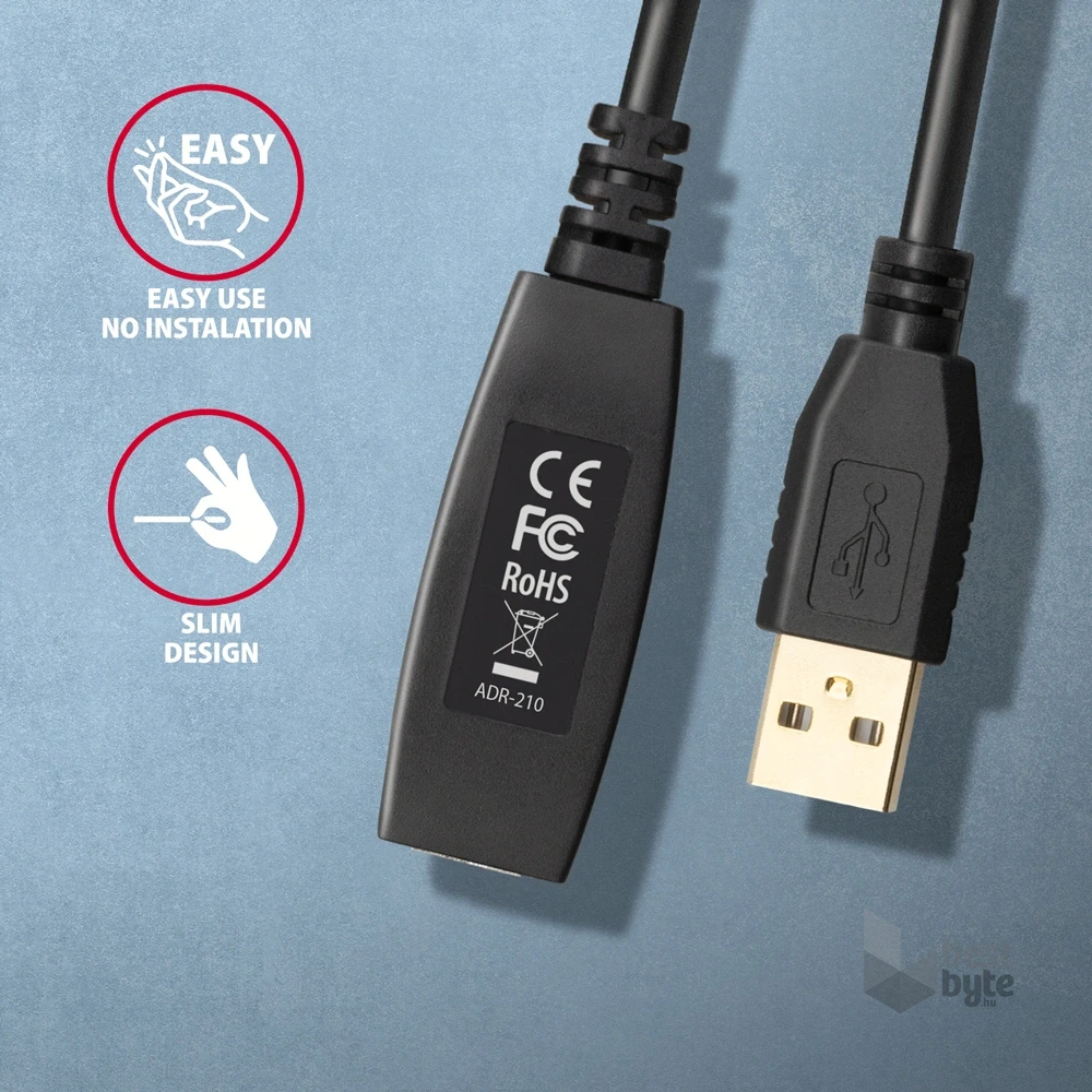 Axagon ADR-210 aktív USB hosszabbító kábel 10m